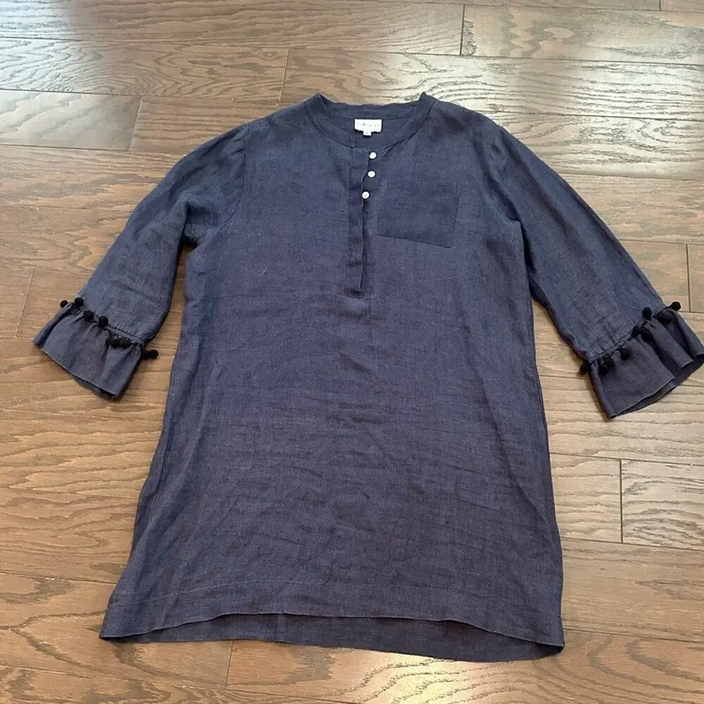 CJ Laing Navy Linen Tunic Dress Cover Up Size XL - Picture 4 of 11